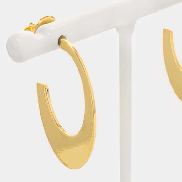 NEW 18K Gold Filled Oval Hoop Earrings - Picture 7 of 7